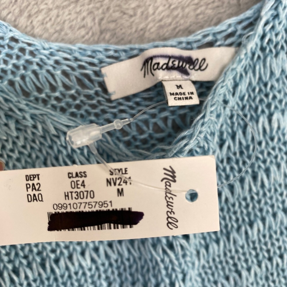 Madewell Sweater Womens Medium Blue Knit Tank Linen Blend Sleeveless NV241 - Picture 3 of 8